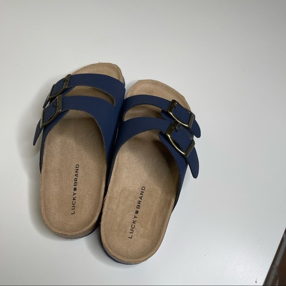 Lucky Brand Blanc Casual Double Buckle 2 Strap Slide Sandal for kids size 13 - Picture 3 of 7